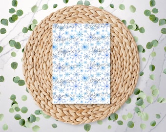 Copos de nieve azules / Estampado navideño / Estampado bonito / Navidad acogedora / Papel de transferencia soluble en agua / Transferencias de imágenes de arcilla polimérica / CH093