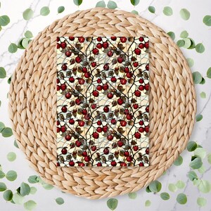 Stained Glass Raspberries | Fruit Pattern | Forest | Summer | Polymer Clay Transfer Sheet | Water Soluble Transfer Paper | RA041