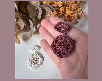 Fancy Maple Leaf Duo Clay Cutter Set | Polymer Clay Earring Cutter | Debossed  | Fall | Autumn | Maple Leaf | DIY Jewellery Making | CTR145