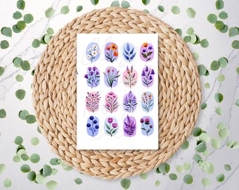 Lilac Floral Frame Charm Sheet | Cottage Core | Flowers | Cosy | Folk | Polymer Clay Transfer Sheet | Water Soluble Transfer Paper | RA214