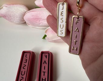 Jesus Faith Bar Embossed Clay Cutters | Bible | Religious | Christian | Polymer Clay Earring | Clay Tool | DIY Jewellery Making | CTR556