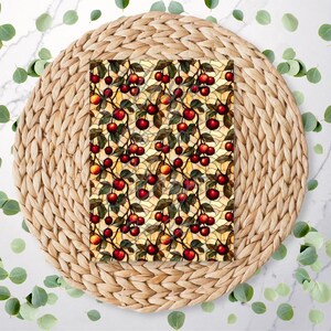 Stained Glass Cherries | Fruit Pattern | Forest | Summer | Polymer Clay Transfer Sheet | Water Soluble Transfer Paper | RA001
