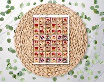 Lámina de mosaico floral rojo / Núcleo rústico / Flores / Acogedor / Pulsera / Lámina de transferencia de arcilla polimérica / Papel de transferencia soluble en agua / RA223