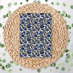 Stained Glass Blueberries | Fruit Pattern | Forest | Summer | Polymer Clay Transfer Sheet | Water Soluble Transfer Paper | RA103