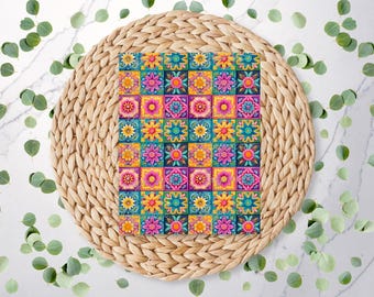 Mexican Talavera Tile Pattern 4 | Summer Vibes  | Carnival | Holiday | Polymer Clay Transfer Sheet | Water Soluble Transfer Paper | RA135