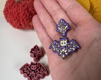 Juego de cortadores de arcilla Bloomie Bat / Pendientes de arcilla polimérica / Halloween / Temporada de miedo / Otoño / Fantasma / Creación de joyas DIY / CTR738