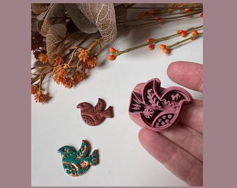Nordic Bird Debossed Clay Cutter | Xmas | Dove | Winter | Polymer Clay Earring | Christmas | Clay Tool | DIY Jewellery Making | CTR281
