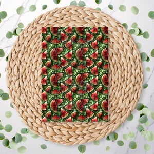 Stained Glass Watermelon | Fruit Pattern | Forest | Summer | Polymer Clay Transfer Sheet | Water Soluble Transfer Paper | RA105