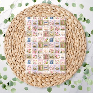 Bookish Patchwork | Book Lover | Flowers | Roses | Gingham | Reading | Polymer Clay Transfer Paper | Water Soluble Paper | RA432