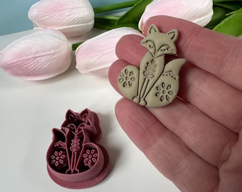 Folk Art Fox Debossed Clay Cutter | Cottagecore | Leaf | Polymer Clay Earring | Cute | Forest | Clay Tool | DIY Jewellery Making | CTR523