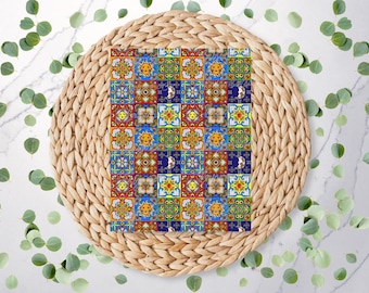 Mexican Talavera Tile Pattern 5 | Summer Vibes  | Carnival | Holiday | Polymer Clay Transfer Sheet | Water Soluble Transfer Paper | RA135
