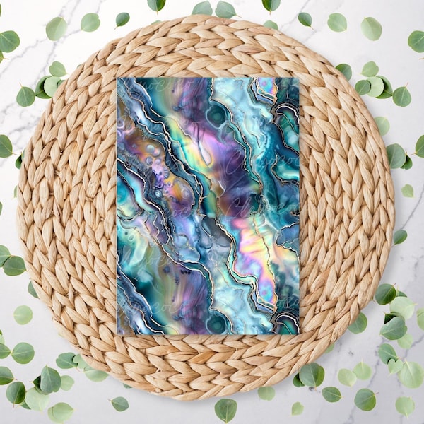 Abulón 3 / Vibras de verano / Patrón de vacaciones / Concha / Playa / Hoja de transferencia de arcilla polimérica / Papel de transferencia soluble en agua / RA121