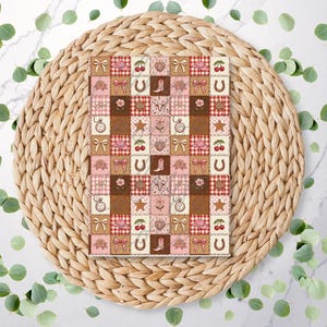 Western Cowgirl Patchwork | Charm Sheet | Cowboy | Coquette | Bow | Cherry | Rose |Polymer Clay Transfer Paper | Water Soluble Paper | RA402