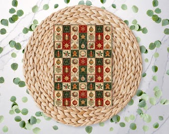 Patchwork navideño / Patrón navideño / Lindo / Navidad acogedora / Feliz / Papel de transferencia soluble en agua / Transferencias de imágenes de arcilla polimérica / CH010