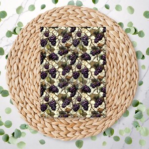 Stained Glass Blackberries | Fruit Pattern | Forest | Summer | Polymer Clay Transfer Sheet | Water Soluble Transfer Paper | RA091