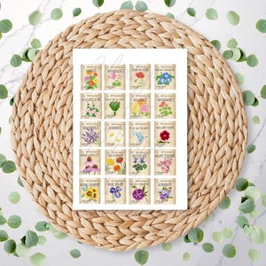 Flower Seed Packet Charm Sheet 1 | Spring | Floral | Polymer Clay Transfer Paper | Water Soluble Paper | RA251