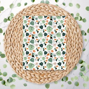 Tropical Toucans 2 | Palm Tree  | Holiday Pattern | Shells | Coconut | Polymer Clay Transfer Sheet | Water Soluble Transfer Paper | RA027