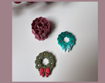 Cortador de arcilla con forma de lazo / Cortador de pendientes de arcilla polimérica / Grabado en relieve / Navidad / Decoración para puerta / Creación de joyas DIY / CTR309