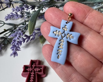 Botanical Cross Debossed Stamp Clay Cutter | Polymer Clay Earring Cutter | Easter | Christian | Love | Faith | DIY Jewellery Making | CTR482