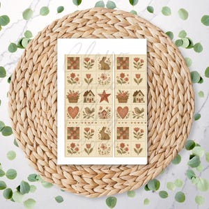 Cottage Core Charm Sheet | Cottage Core | Birds | Cosy | Folk | Rabbit | Polymer Clay Transfer Sheet | Water Soluble Transfer Paper | RA237