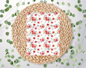 Hoja de transferencia de arcilla polimérica con estampado floral de acuarela roja, amapolas, papel de transferencia soluble en agua, FL107