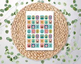 Floral Cottage Charm Sheet  | Floral | Cottage Core | Birds | Folk | Polymer Clay Transfer Sheet | Water Soluble Transfer Paper | RA156