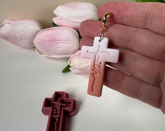 Faith Cross Debossed Clay Cutter | Bible | Religious | Xmas | Polymer Clay Earring | Christmas | Clay Tool | DIY Jewellery Making | CTR544