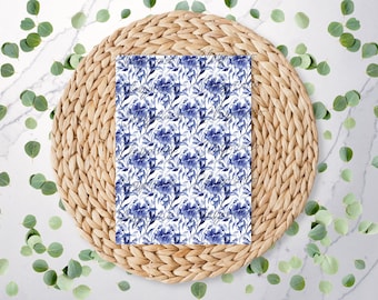 Blue Watercolour Floral | Flower Pattern | Polymer Clay Transfer Sheet | Water Soluble Transfer Paper | FL108