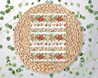 Adornos de guirnalda / Patrón navideño / Patrón bonito / Flor de Pascua / Acogedor / Papel de transferencia soluble en agua / Transferencias de imágenes de arcilla polimérica / CH171