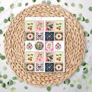 Strawberry Fruit Tile Charm Sheet | Strawbs | Strawberries | Summer | Polymer Clay Transfer Sheet | Water Soluble Transfer Sheet | RA229