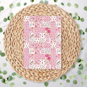 Pink Patchwork | Bluebird | Bows | Flowers | Roses | Gingham | Polymer Clay Transfer Paper | Water Soluble Paper | RA431