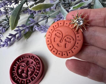Sunburst Face Debossed Clay Cutter | Boho | Charm | Polymer Clay Earring | Sharp Edge Cutters | Clay Tool | DIY Jewellery Making | CTR501