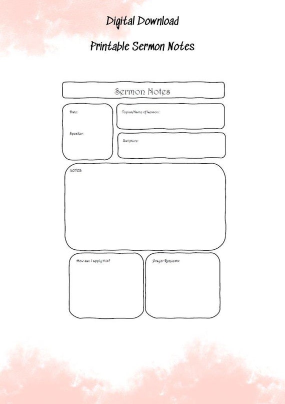 Printable Sermon Notes/journal Page digital Download - Etsy