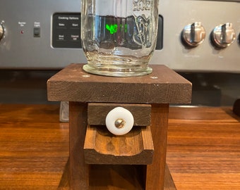 Vintage Wood Candy Dispenser with Mason Jar