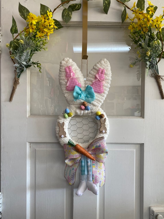 Easter Ribbon Wreath with Bunnies and Eggs The Holiday Aisle