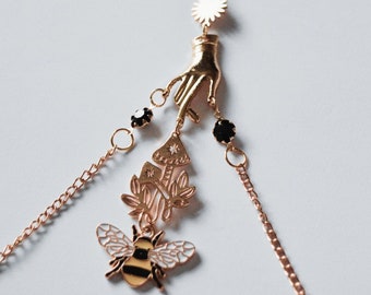 Busy Bee Body Chain or Pendant **ONE OF ONE** (~unqiue, unusual, nature charms. Honey bees. Repurposed, sustainable pieces~)