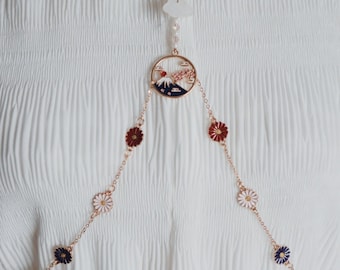 Blossom Season Mount Fuji Body Chain **ONE OF ONE** (~unqiue, unusual Japanese cherry blossoms. Repurposed, sustainable pieces~)