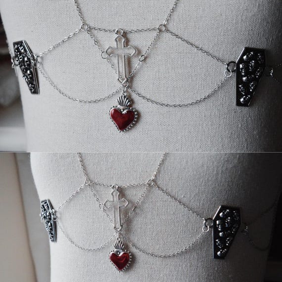 Six Feet Under Silver Chain Sacred Heart Bralette **ONE OF ONE