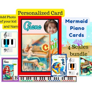 Mundo Mágico Sereias Sob o Mar Mundo da Música Cartões de Memória de Piano Personalizados Presente para Filha Jovem Iniciante Presente Pianista Professor de Piano