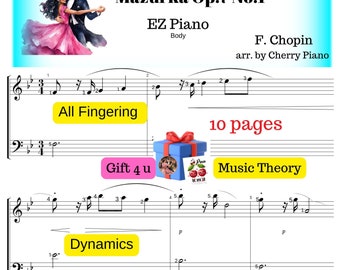 Partitura para piano de nivel principiante avanzado: Mazurka Op. 7 n.º 1 de Chopin (Descarga digital)