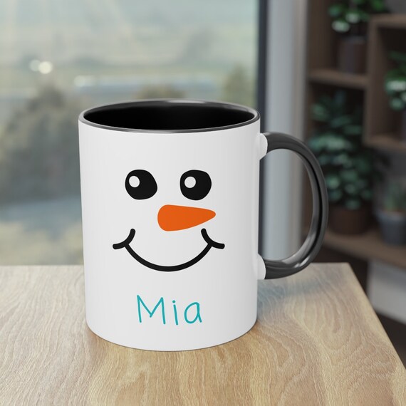 Kids Hot Chocolate Snowman Personalized Christmas Coffee Mug, Cute Snowman Coffee  Cups, Kids Secret Santa Hot Cocoa Cup, Snowman Face Mug 