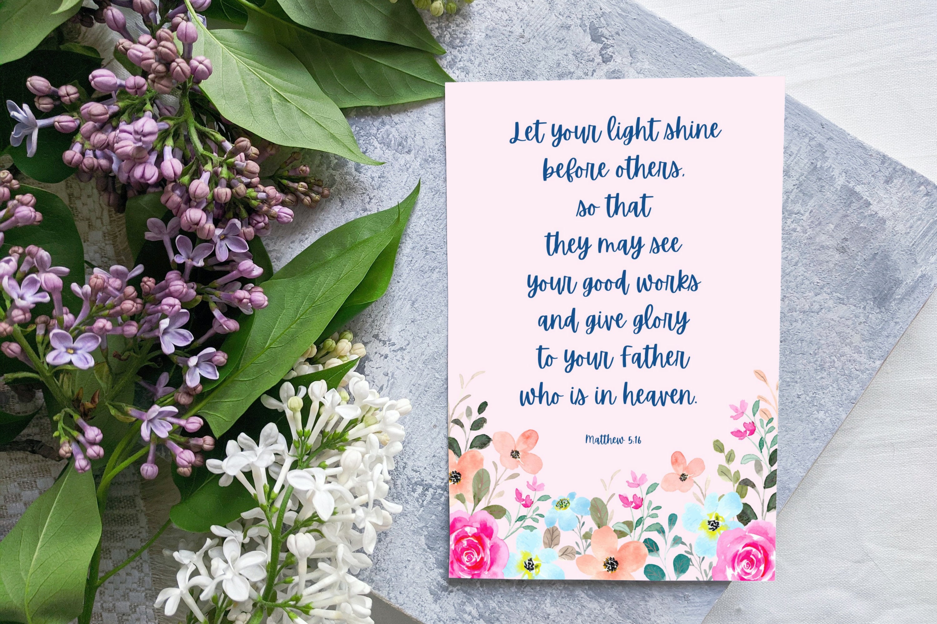 Let your light shine before others; Matthew 5:16, Digital print, gift card, or framable art
