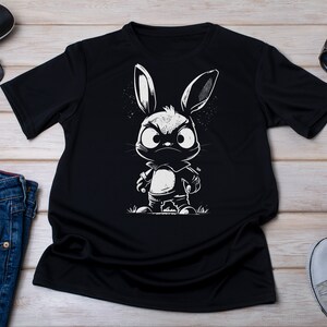 Cool BUNNYDO T-Shirt - B&W Angry Bunny