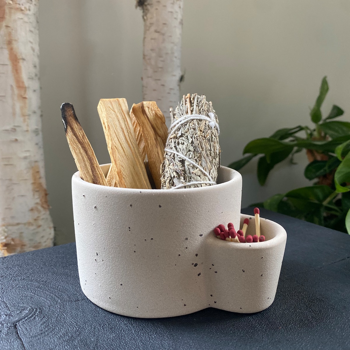 Palo Santo | Sage Holder | Ceramic | Smudge Bowl | Minimalist | Match Strike - Etsy