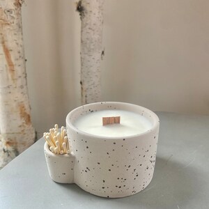 Organic Soy Candle Ceramic Multi Purpose Dish Custom Match Strike Smudge Bowl Nordic Pine Scent Woods image 7