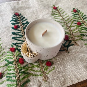 Organic Soy Candle Ceramic Multi Purpose Dish Custom Match Strike Smudge Bowl Nordic Pine Scent Woods image 4