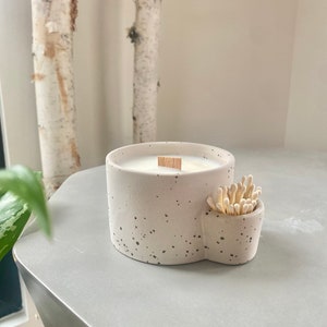 Organic Soy Candle Ceramic Multi Purpose Dish Custom Match Strike Smudge Bowl Nordic Pine Scent Woods image 3