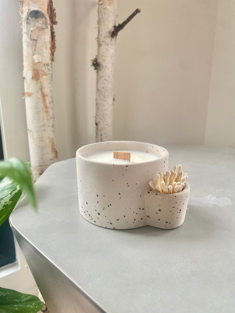 Organic Soy Candle Ceramic Multi Purpose Dish Custom Match Strike Smudge Bowl Nordic Pine Scent Woods image 3