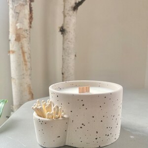 Organic Soy Candle Ceramic Multi Purpose Dish Custom Match Strike Smudge Bowl Nordic Pine Scent Woods image 5