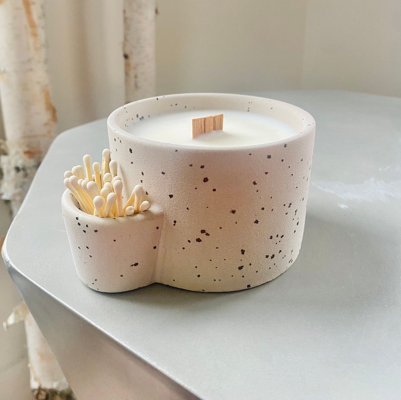 Organic Soy Candle Ceramic Multi Purpose Dish Custom Match Strike Smudge Bowl Nordic Pine Scent Woods image 2